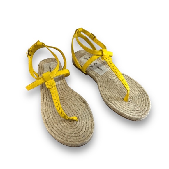 JACK ROGERS Yellow Ankle Strap Sandals with woven Jute Footbed NWT BOX 6.5M - Picture 11 of 16